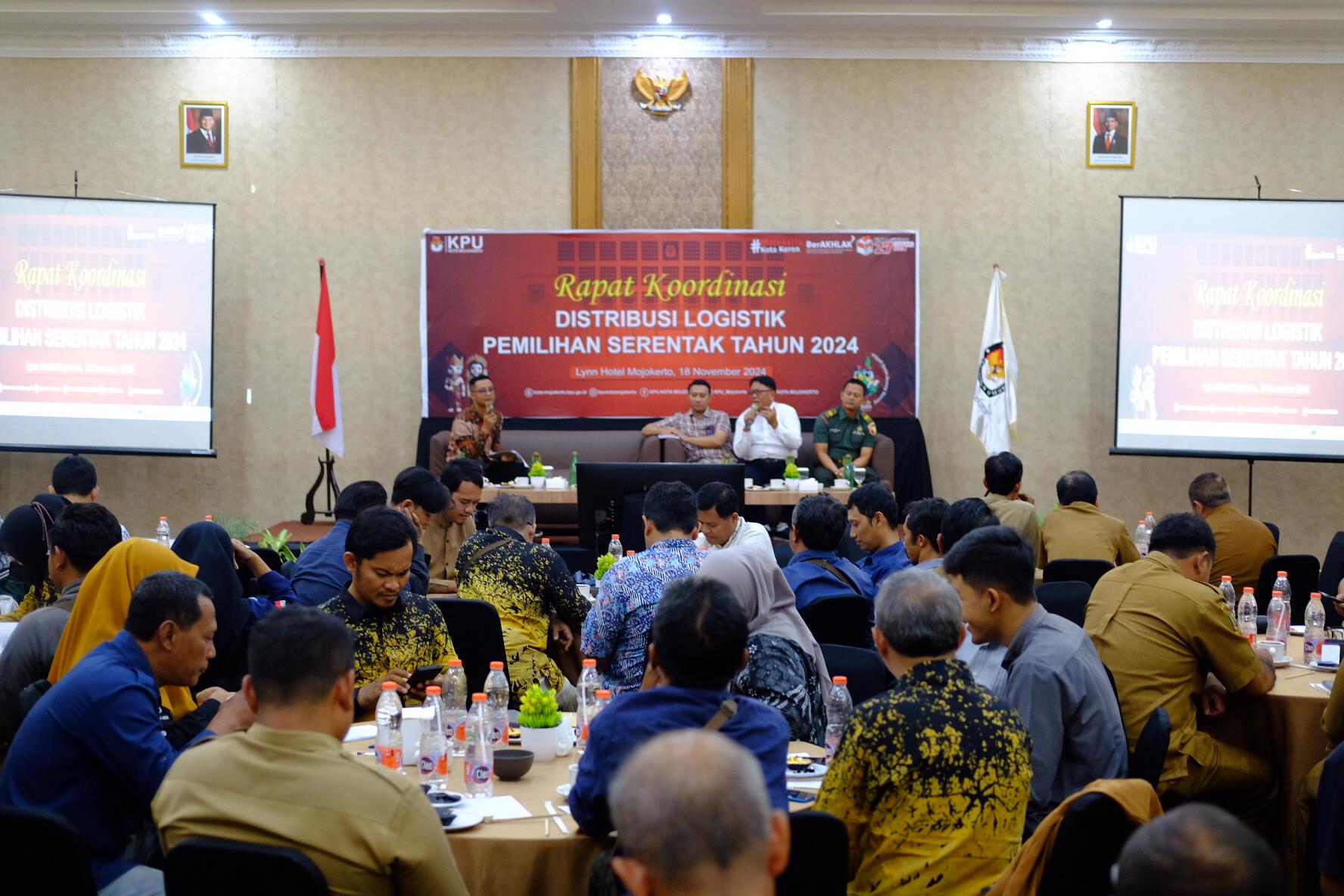 Mantapkan Pemahaman Terkait Logistik, KPU Kota Mojokerto gelar Rapat Koordinasi Distribusi Logistik Pilkada Serentak 2024