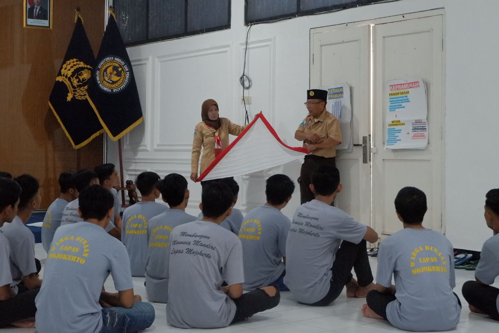 Unik! Lapas Mojokerto Gandeng Kwarcab Kota Mojokerto Berikan Pelatihan Pramuka untuk Warga Binaan