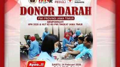 Rangkaian HPN 2026 PWI Jawa Timur Kembali Gelar Donor Darah